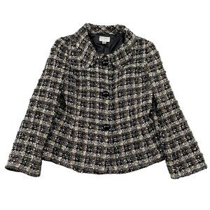 Talbots Collection Career Blazer Womens 10 Checkered Plaid 64% Wool